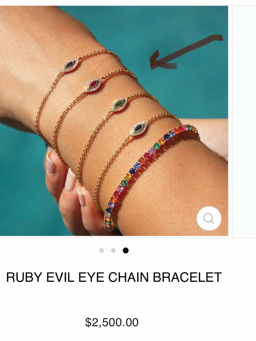 Anita Ko Ruby evil eye chain bracelet $2500
